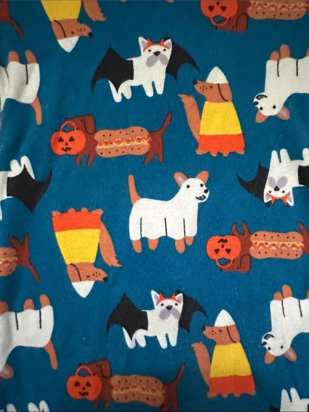 Blue Halloween Dog Print Kids One-Piece